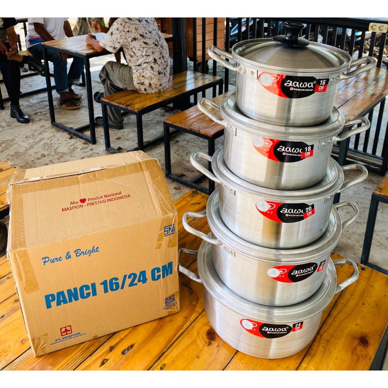 Panci set jawa maspion isi 5 ukuran 16-24cm panci stainless