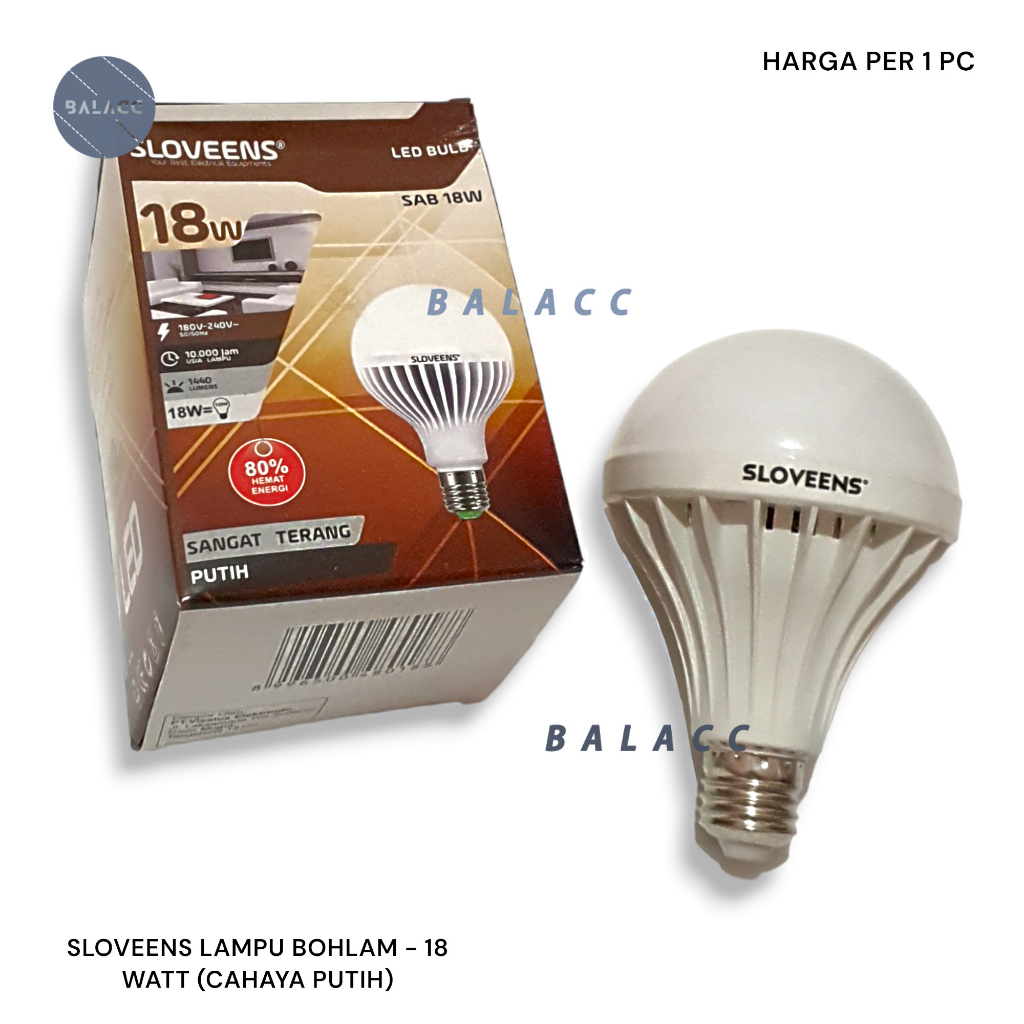 Lampu Led Sloveens SAB 18 Watt Bulb A Series Cahaya Putih