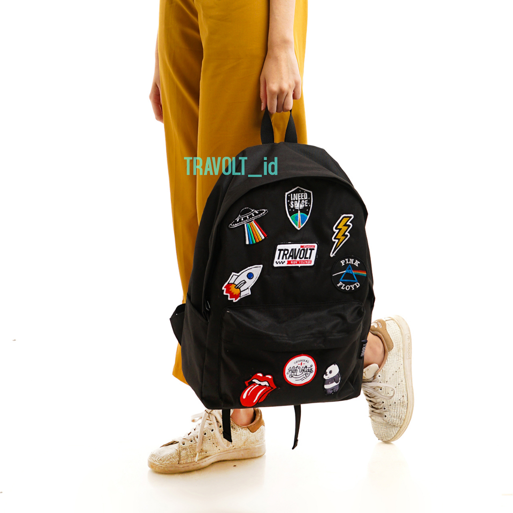 Backpack Patch - Travolt - Patches play - Tas Ransel Laptop - gemblok - Hitam