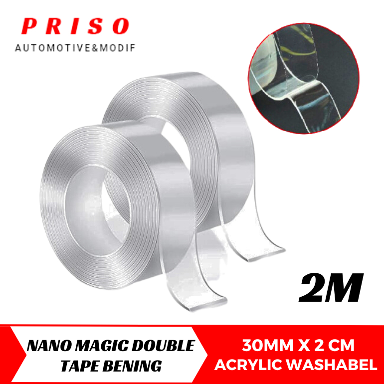 

double tape/double tape bening/Isolasi Bening 2 Meter Super Kuat Dicuci Tanpa Bekas Multifungsi HIGH QUALITY