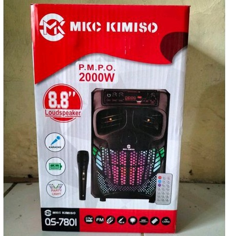 Speaker Bluetooth Wireless Plus Mic Karaoke Kimiso 7801 8inch Led Strong Bass