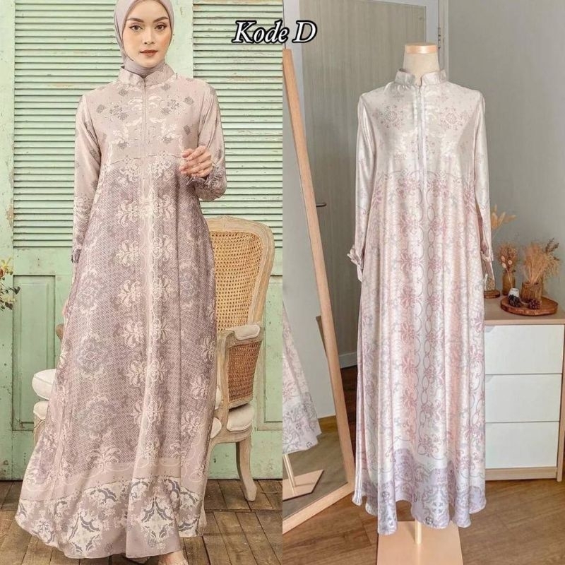 Gamis maxmara silk premium M/L/XL/XXL gamis terbaru/gamis murah/gamis busui/resleting depan/gamis terlaris