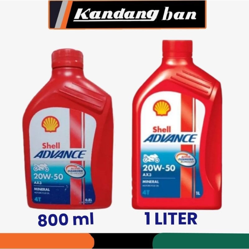 OLI SHELL ADVANCE AX3 20W-50 (800 ML)  (1 LITER) PRODUK DI JAMIN ASLI