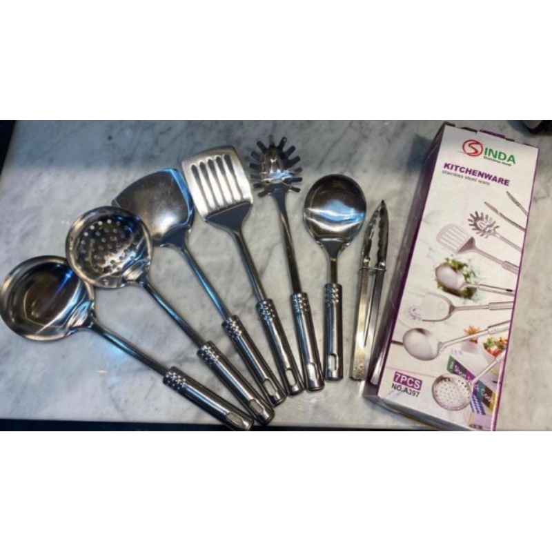 (COD) Murah Spatula stainless 7Pcs 4pcs / Set Sotil / Alat Penggorengan