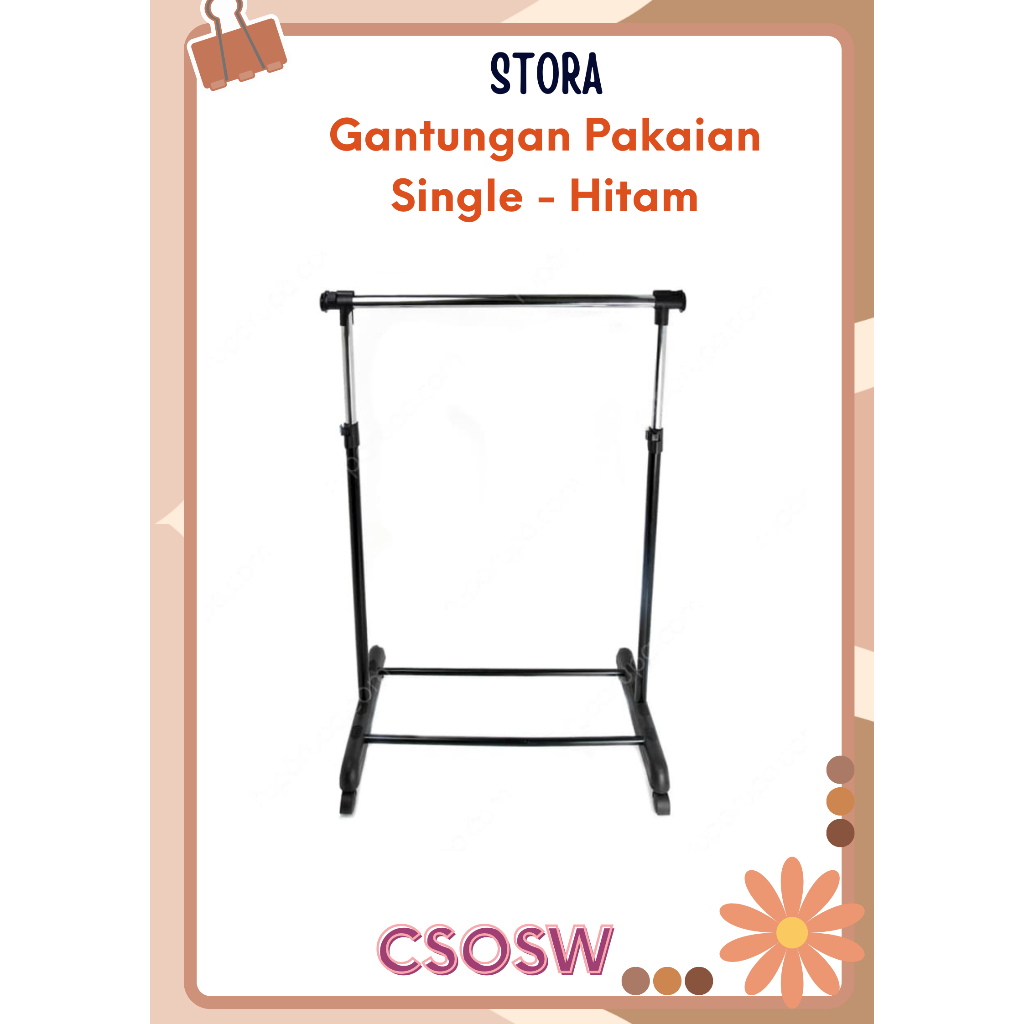Stora / Krisbow Gantungan Pakaian Single Hitam Garment Rack