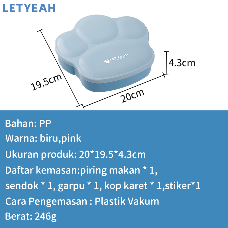 letyeah Piring makan anak karakter lucu mangkok makan bayi anti slip/Bpa free