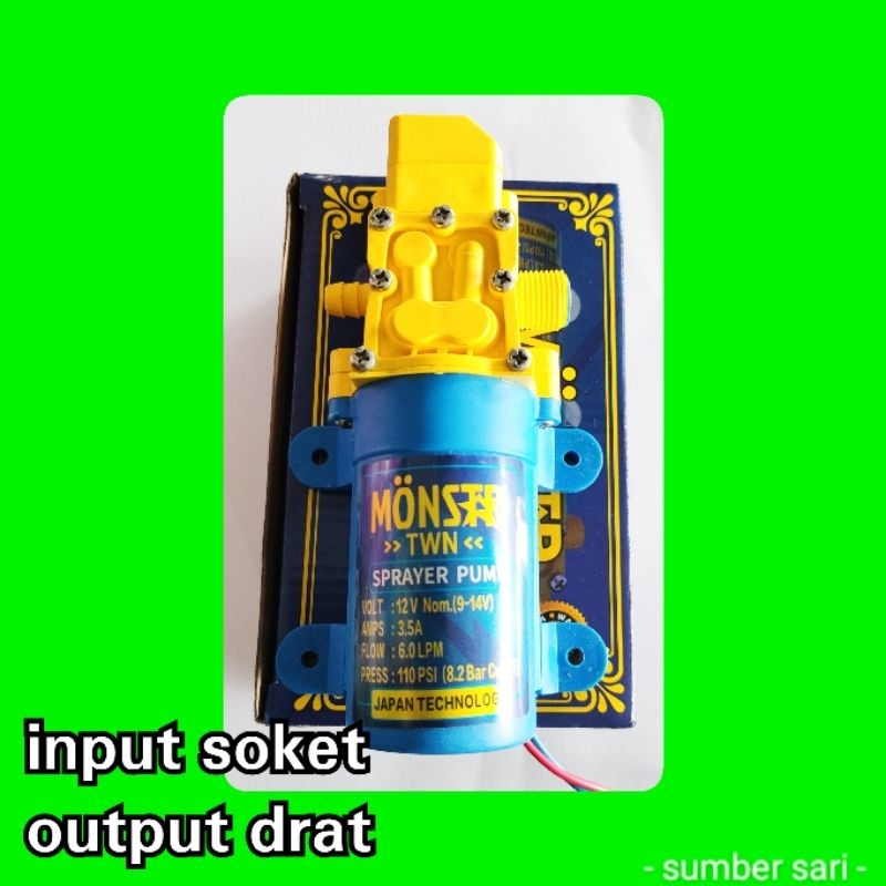 pompa air 12 volt 110 PSI 6 LPM output DRAT MONSTAR