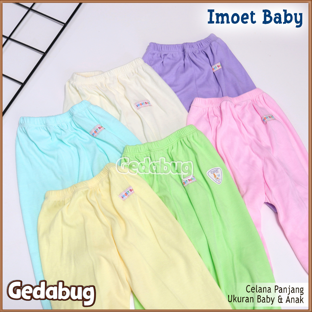 3 Pcs - Celana Panjang Anak IMOET Polos | Celana Panjang anak Super Nyaman Unisex | Gedabug