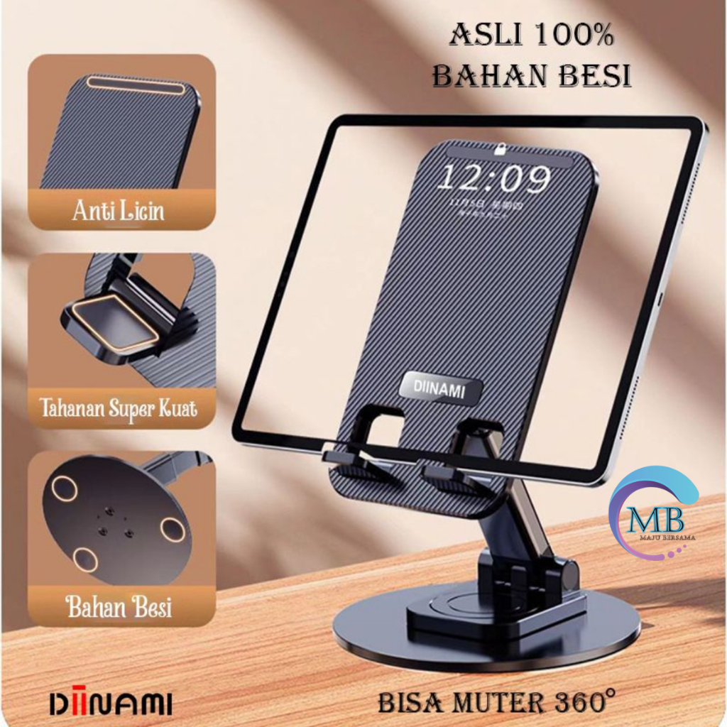DIINAMI HM-1 Holder HP BESI phone Holder stand hp Tab &amp; iPad universal   Holder lipat besi di meja dudukan hp  bisa puter 360 derajat MB4790