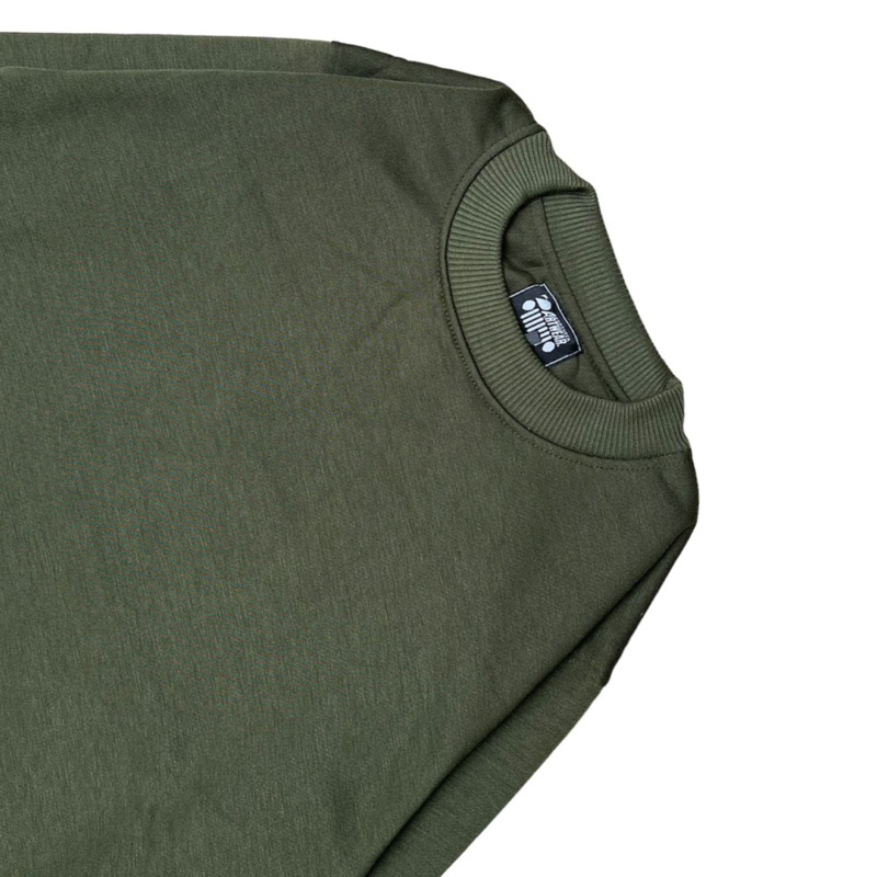 Sweater Crewneck Polos Jumbo Hijau Army Crewneck Polos Pria Wanita