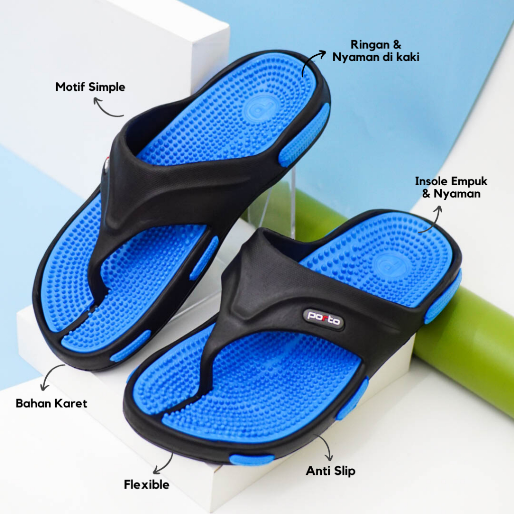 605M - Porto Leveling Sandal Jepit Pria 39 - 44 Ringan Nyaman Kuat Bagus Awet Tidak Licin Original