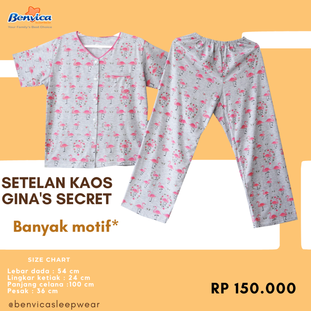 BAJU TIDUR CELANA PANJANG WANITA DEWASA KAOS ADEM BANYAK MOTIF GINA SECRET