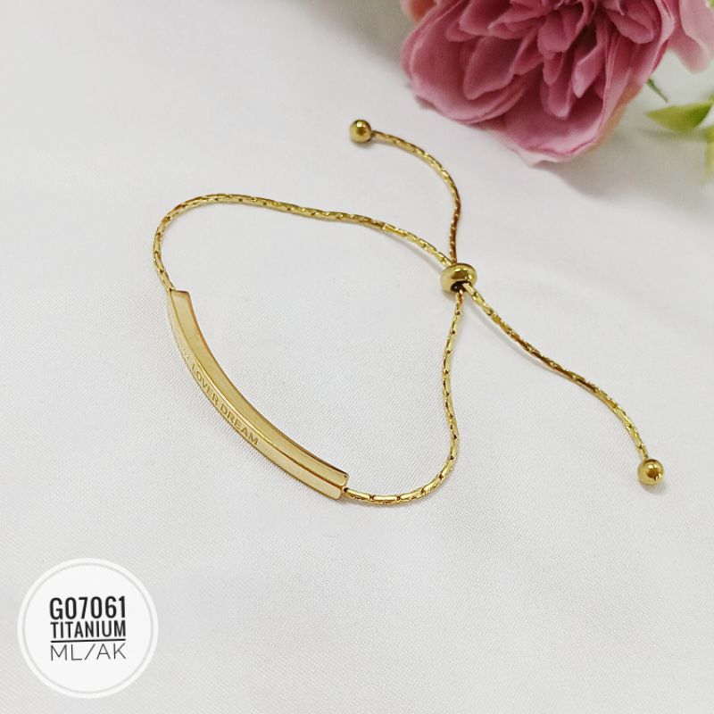 Gelang serut Titanium lover dream gold G07061