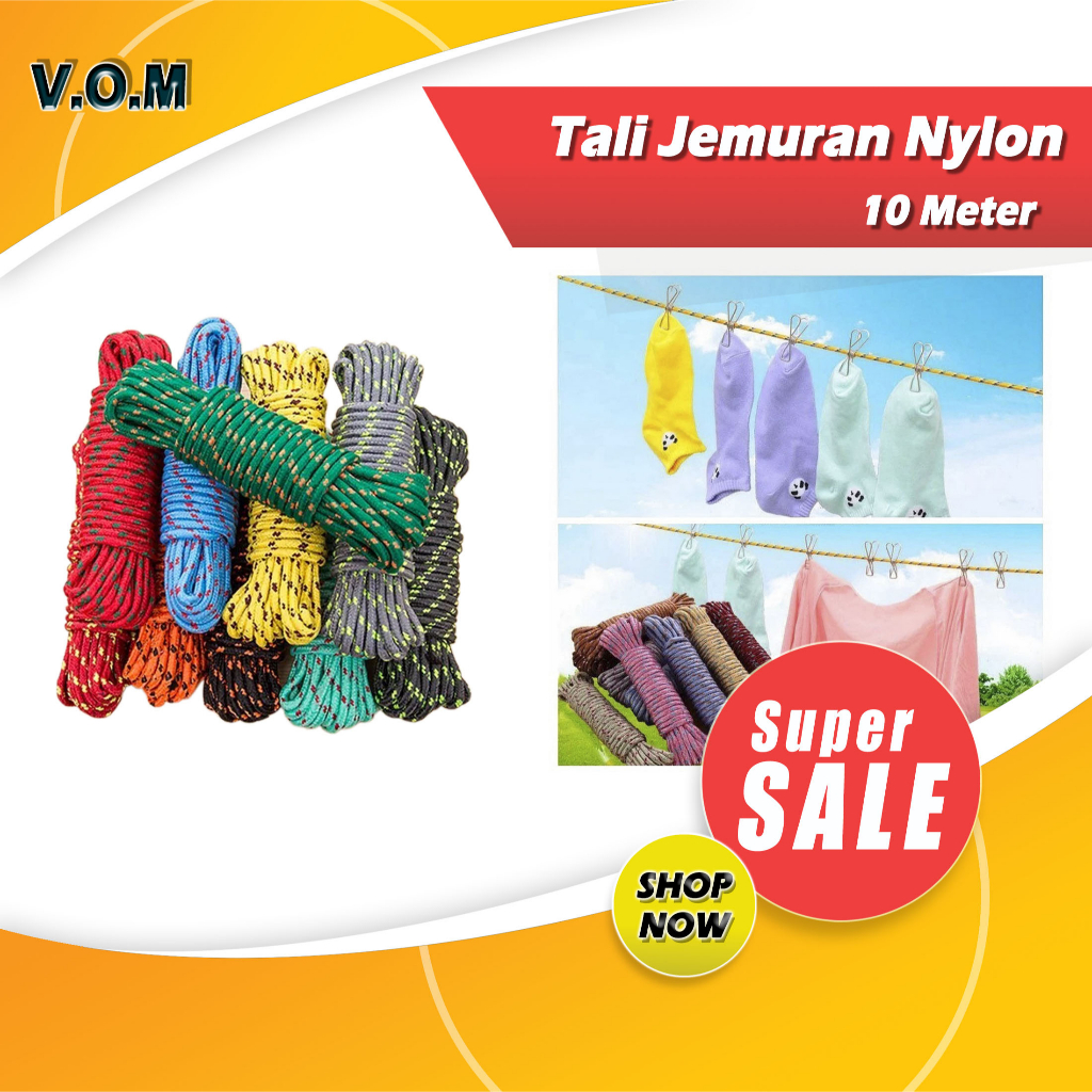 10 Meter Tali Jemuran Nylon Tambang Anti Slip 10m Super Kuat 0891