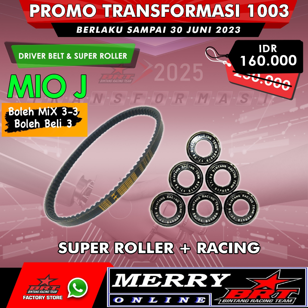 Super Roller &amp; Vanbelt V Belt BRT Yamaha Mio J / Soul GT / Fino fi / X Ride / Mio GT 115 54P