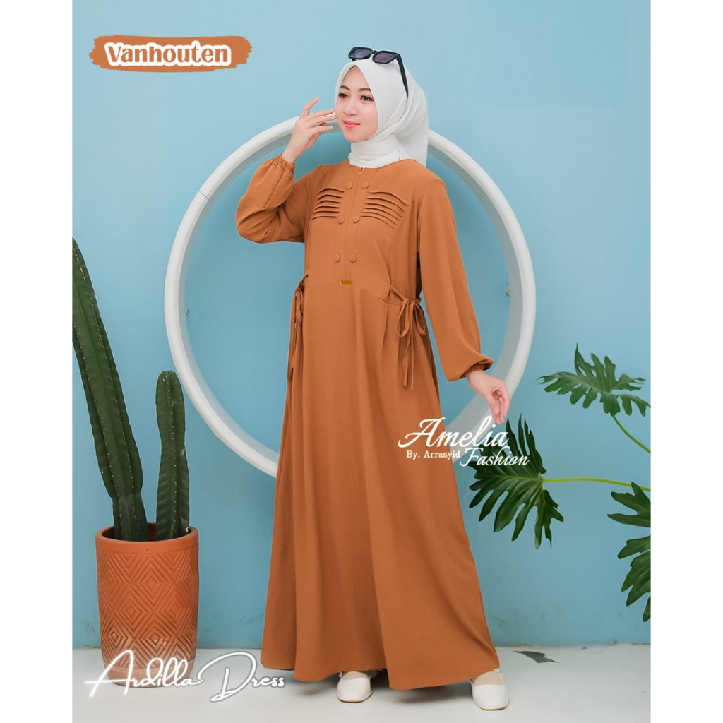 Gamis cringkle ARDILA by amelia dress wanita terbaru kekinian