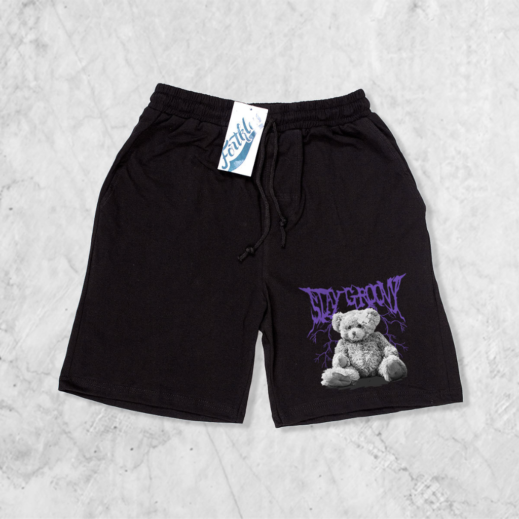 Hipnop GROOVE Celana Pendek Combed Olahraga Pria Wanita Running Gym Sport Kolor Katun Combed Motif