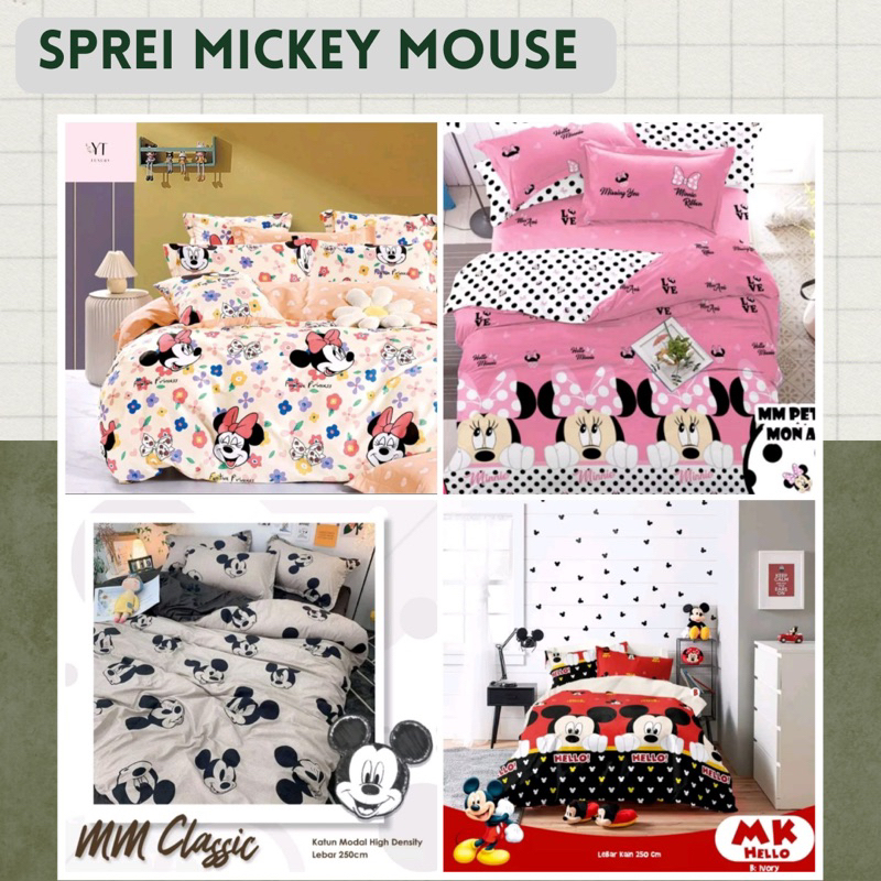 Sprei Minnie Mouse - Sprei Mickey Mouse - Sprei Anak Motif Mini Pink
