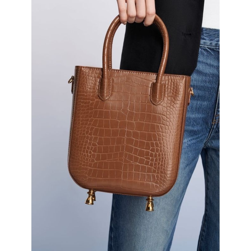 CK Meriah Swirl-Print Tote Bag / CK Meriah Croc-Embossed Tote Bag