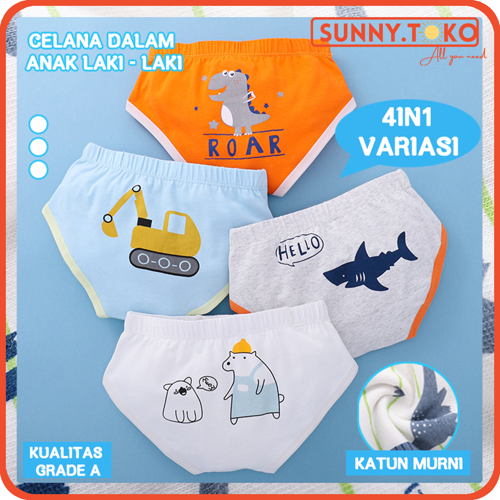 (1-12 Tahun)Katun Murni Celana Dalam Anak Laki Laki Celana Dalam Segitiga CD Anak