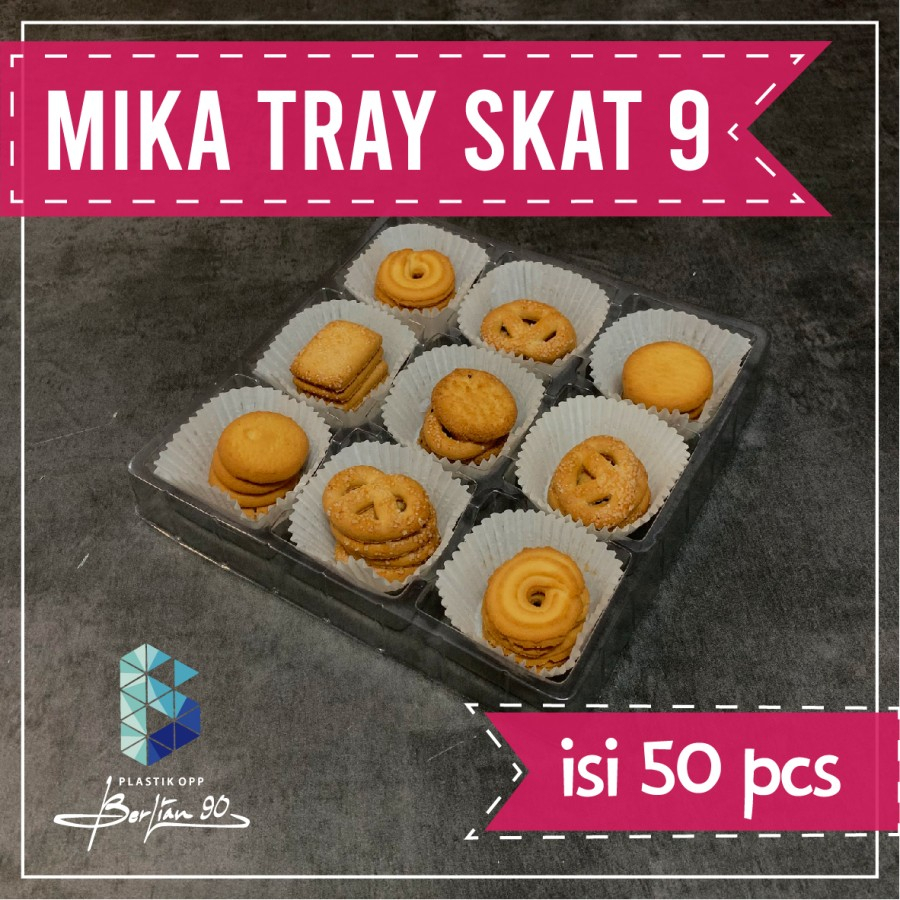 Tray Mika Sekat 9 Plastik Tebal Untuk Puding Kue Roti Serbaguna / Kotak Mika Plastik / Kemasan Pudin