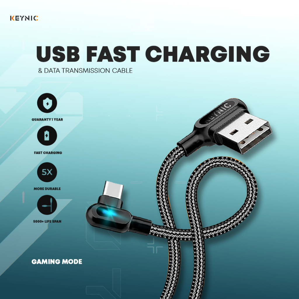 Keynic Gaming Performance Cable Fast charing and support data transmission kabel