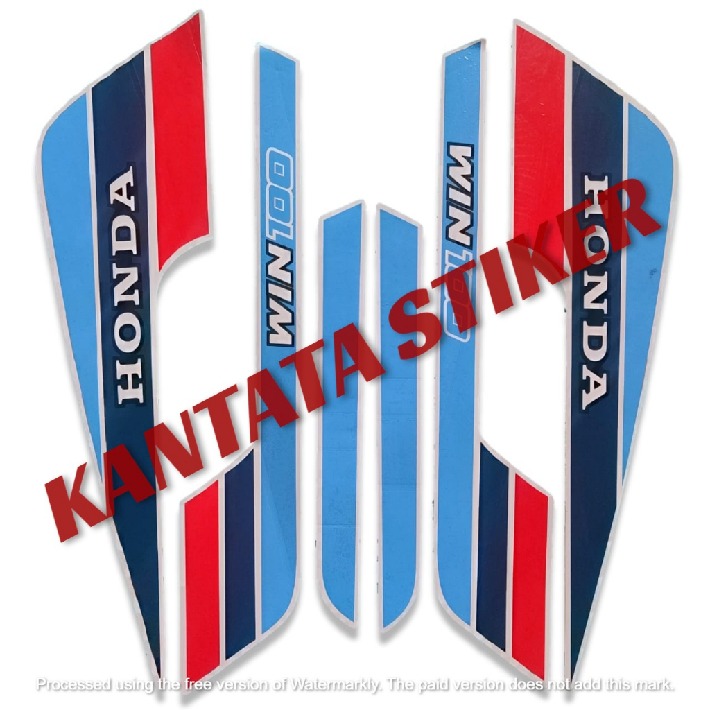 Stiker Striping Motor Honda Win 100 1991 putih-biru