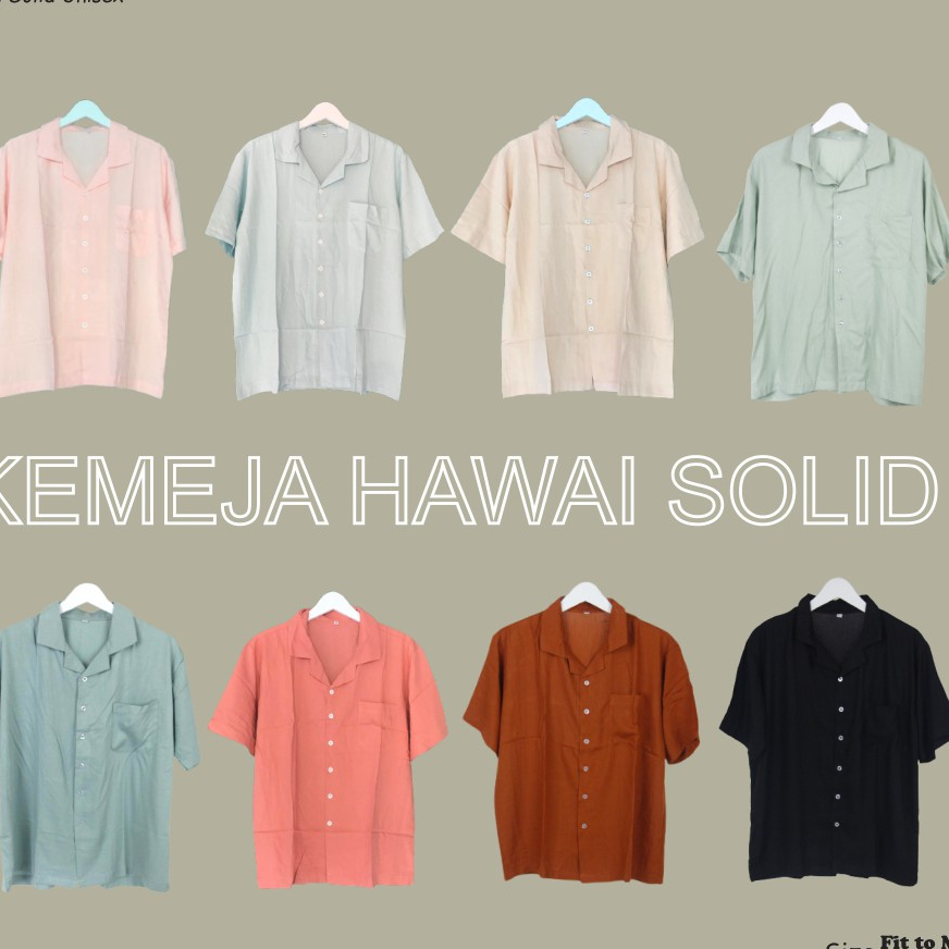 KEMEJA HAWAI POLOS UNISEX KATUN RAYON KEMEJA LENGAN PENDEK FASHION TERBARU