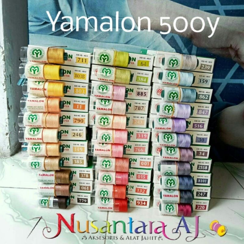 Benang jahit Yamalon 500yard warna warni eceran