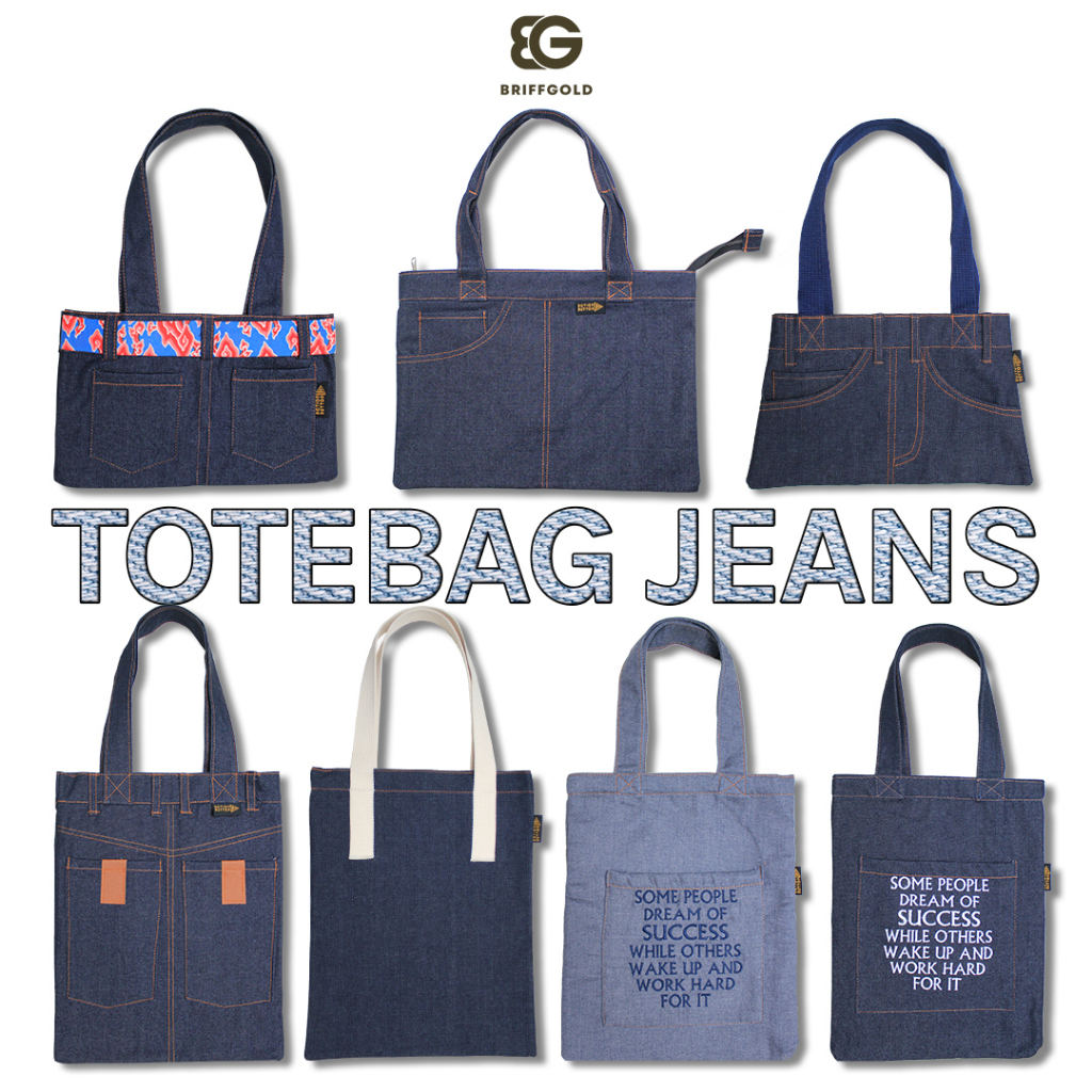 Tote Bag Jeans Briffgold Kekinian Penutup Retsleting BGT