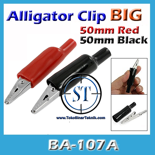 Capit Buaya Alligator Clip BESAR 1 Set Merah Hitam Jepit Japitan Lombok Aki Accu Ukuran 50mm BA-107A