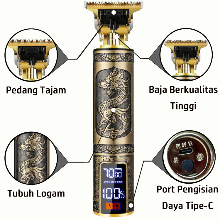 WTW11 Mesin Cukur Jenggot/Alat Cukur Jenggot/Mesin Cukur Rambut Listrik/USB Rechargeable Razor/naga T9 Vintage Alat Cukur/Alat Penata Rambut Untuk Pria