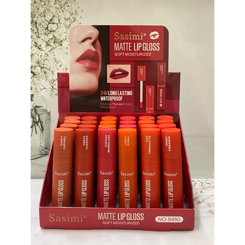 [12 pcs] LIPGLOSS MATTE SOFT MOISTURIZED SASIMI ITEM :S950 / Lip stick cair