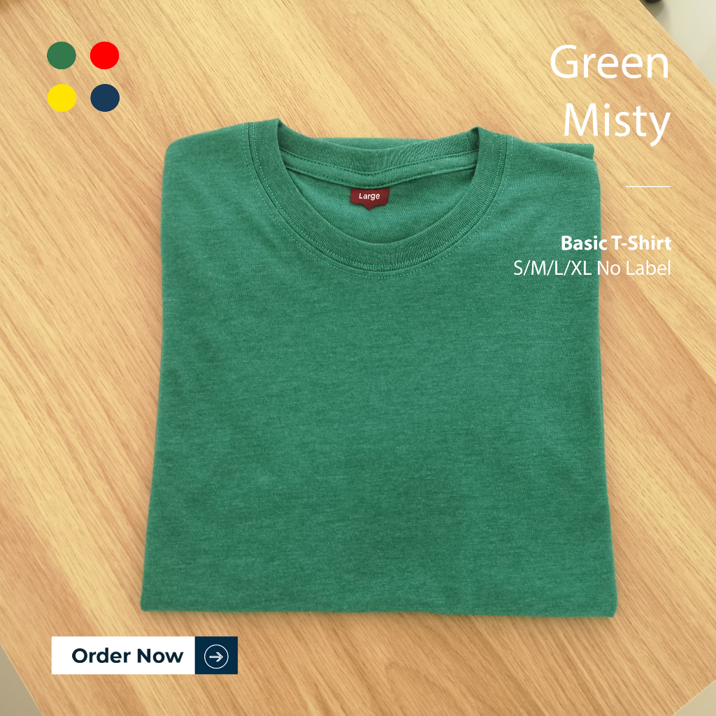 KAOS POLOS PRIA HIJAU GREEN MISTY TANGAN PENDEK UKURAN S-XL BAHAN COTTON COMBED 30S ORGINAL