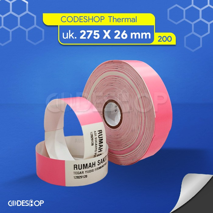 

Codeshop Gelang Pasien 275 x 26 mm Thermal Roll Pink isi 200 Pcs