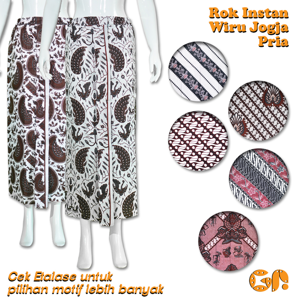 Rok Jarik Wiru Jogja Pria Dewasa Rok Instan Pakaian Adat Jawa Batik Motif Lereng