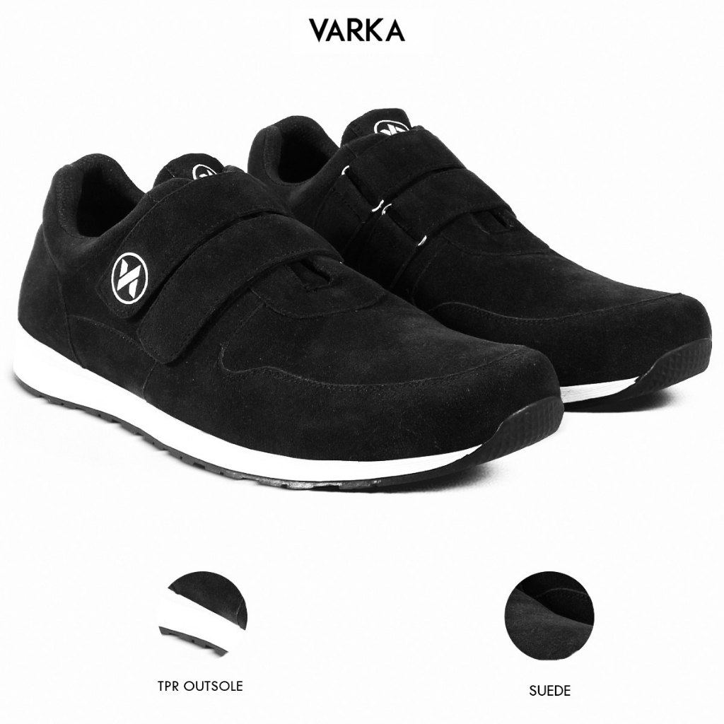 Sepatu Sneakers Pria V 6047 Brand Varka Sepatu Kets Olahraga Kuliah Kerja Hangout Harga Murah Berkualitas Warna Hitam
