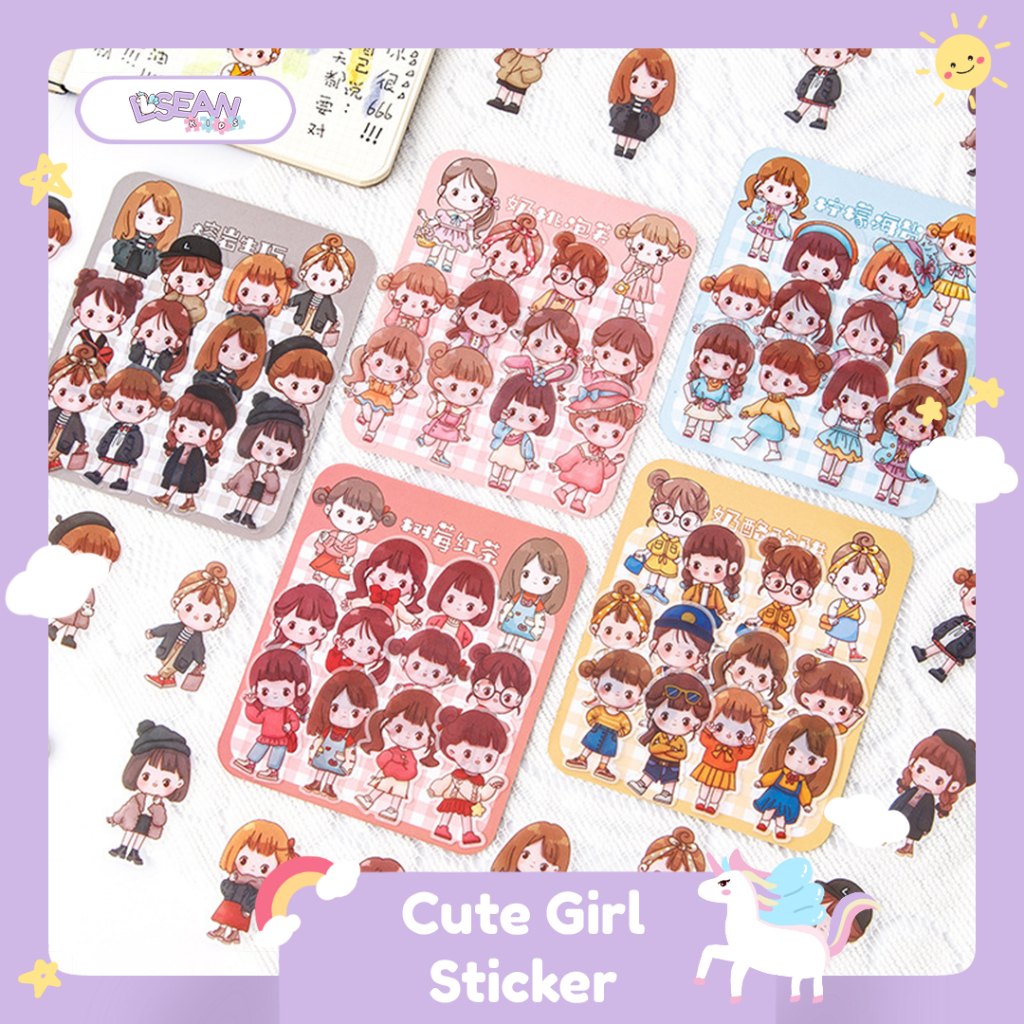 

Sticker Lucu Dekorasi Jurnal Case Hp Gelas Cute Girl Cartoon Character Waterproof