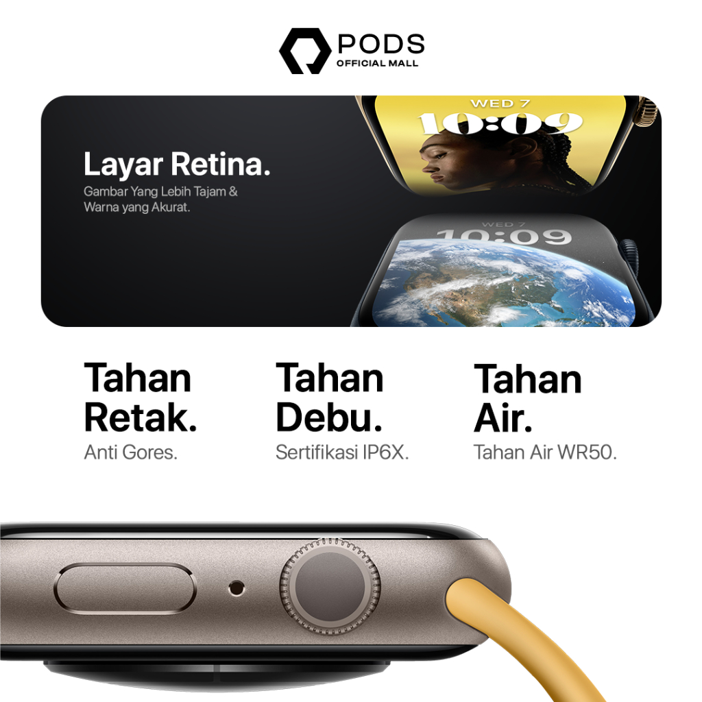 The Watch Series 8 1:1 New 2023 With Wireless Charging ( IMEI Serial Number ) - 45mm GPS Aluminium Case with Sport Band Full Touch Screen Phone Call IP68 Waterproof by Podsindonesiaa