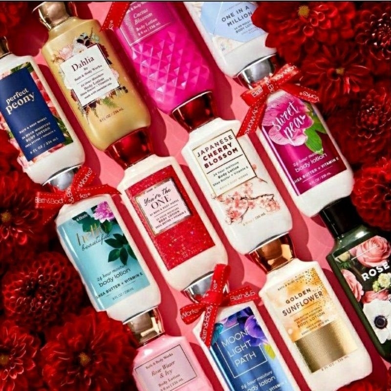 BATH &amp; BODY WORKS BBW FRAGRANCE BODY LOTION 236 ML MIX BUTTERFLY FOREVER RED SUNSET GLOW JAPANESE CHERRY BLOSSOM JCB DARK VELVET OUD STRAWBERRY POUND CAKE IN THE STARS ITS