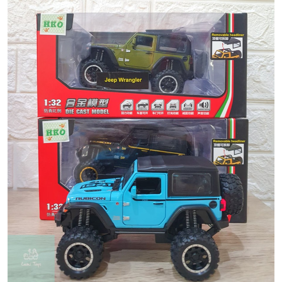 Diecast Mobil Jeep Wrangler Rubicon Pullback Lampu Suara Skala 1:32 CZ09