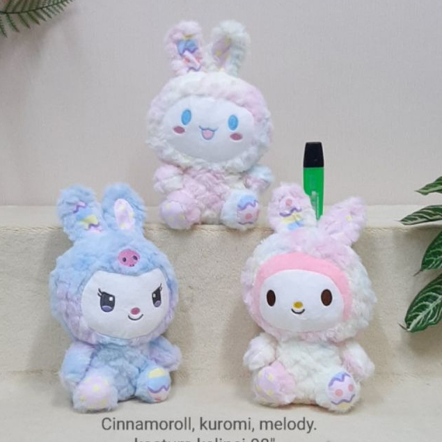 Boneka Kuromi,Cinamorol,Melody Kostum Size 8&quot;/21cm/boneka karakter/boneka anak lucu/