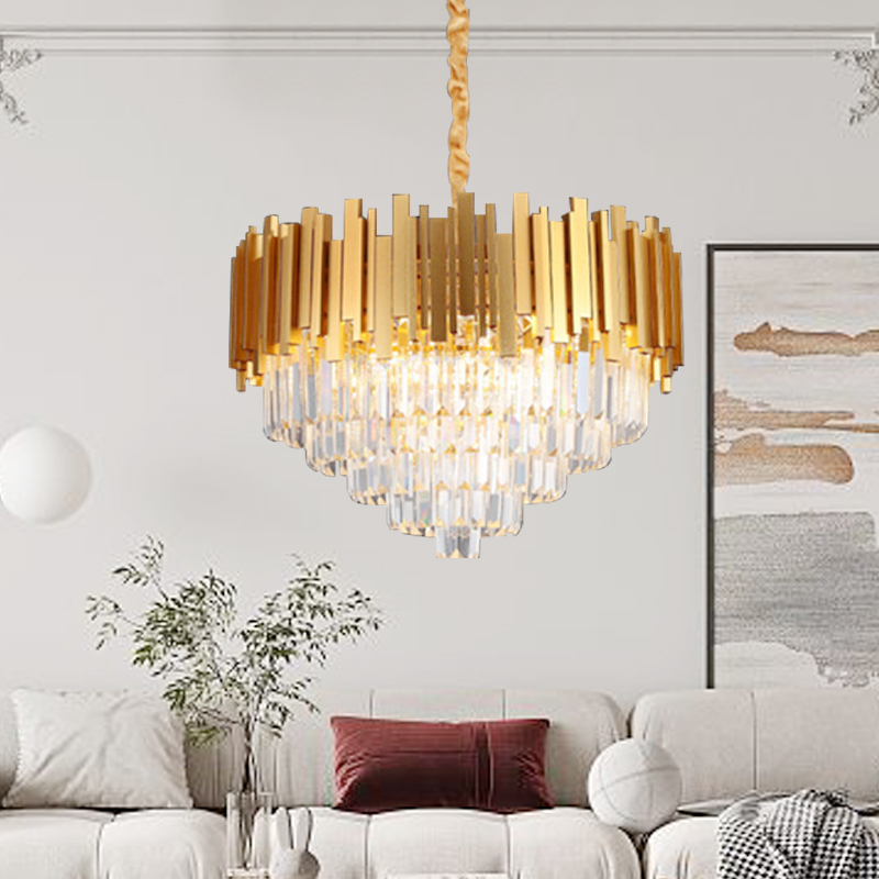 Lampu Gantung 60cm Kristal Chandelier Mewah Gold/Black Crystal Chandelier Gaya Nordik Minimalis Modern Lampu Ruang Tamu Hias Gantung