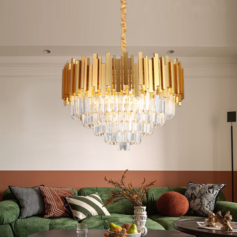 Lampu Gantung 60cm Kristal Chandelier Mewah Gold/Black Crystal Chandelier Gaya Nordik Minimalis Modern Lampu Ruang Tamu Hias Gantung