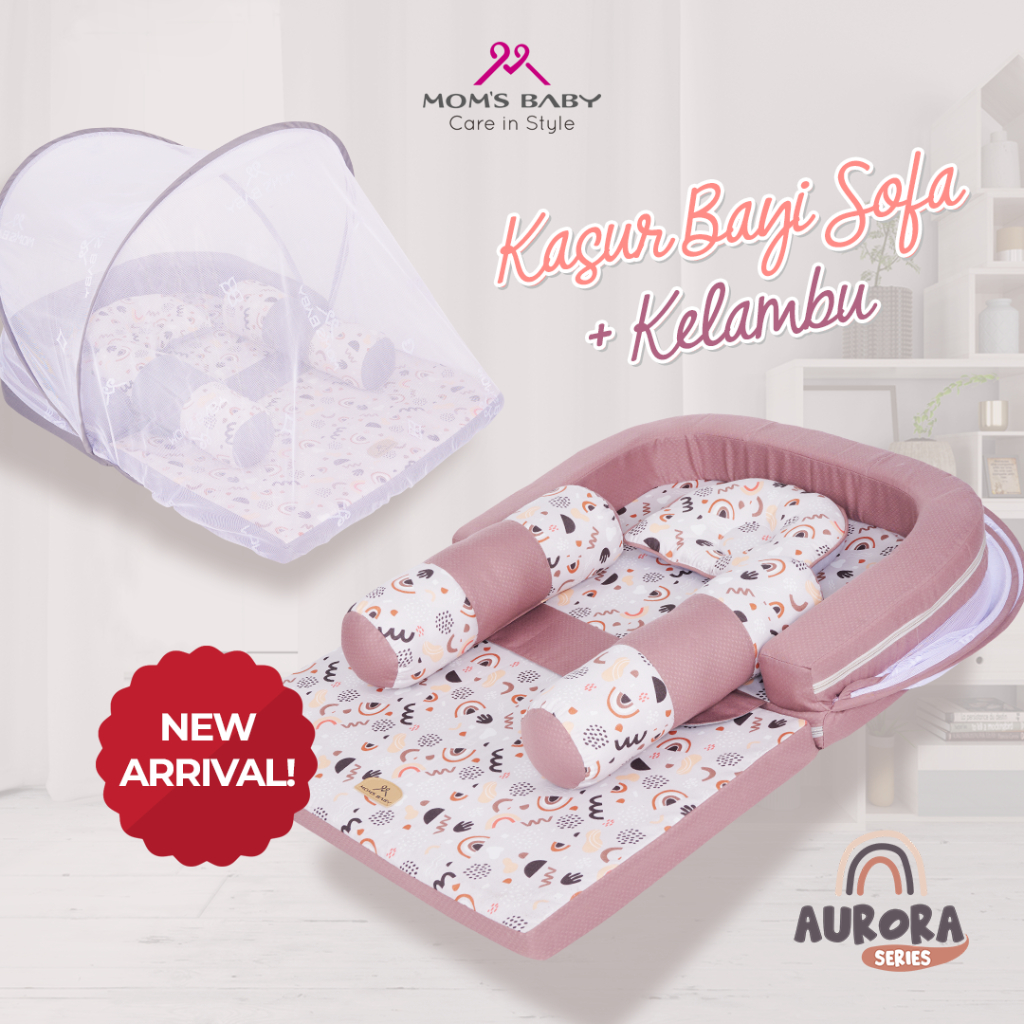 Kasur Bayi Sofa + Kelambu Aurora Series -Moms Baby- MBK4020