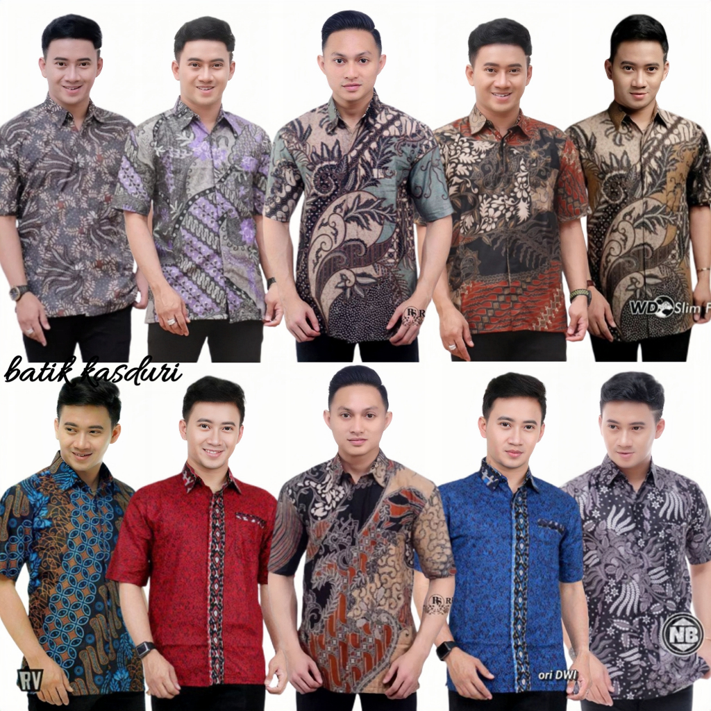 BSWART Batik HRB026 Kenongo Hem Pendek Motif Terbaru Pekalongan M L XL Batik Pria MURAH Modern Grosir Eceran