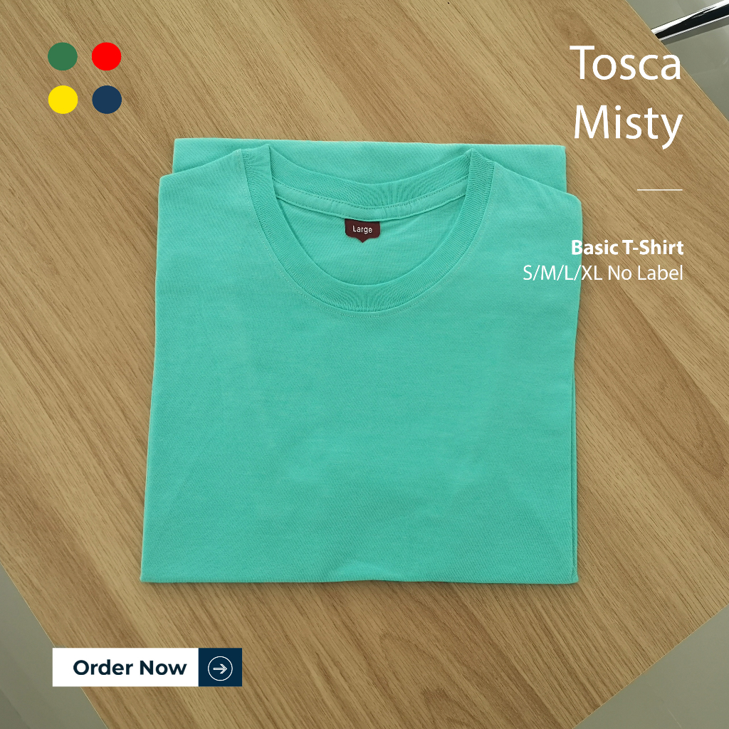 KAOS POLOS PRIA HIJAU TOSCA MISTY TANGAN PENDEK UKURAN S-XL BAHAN TWOTONE 30S ORGINAL