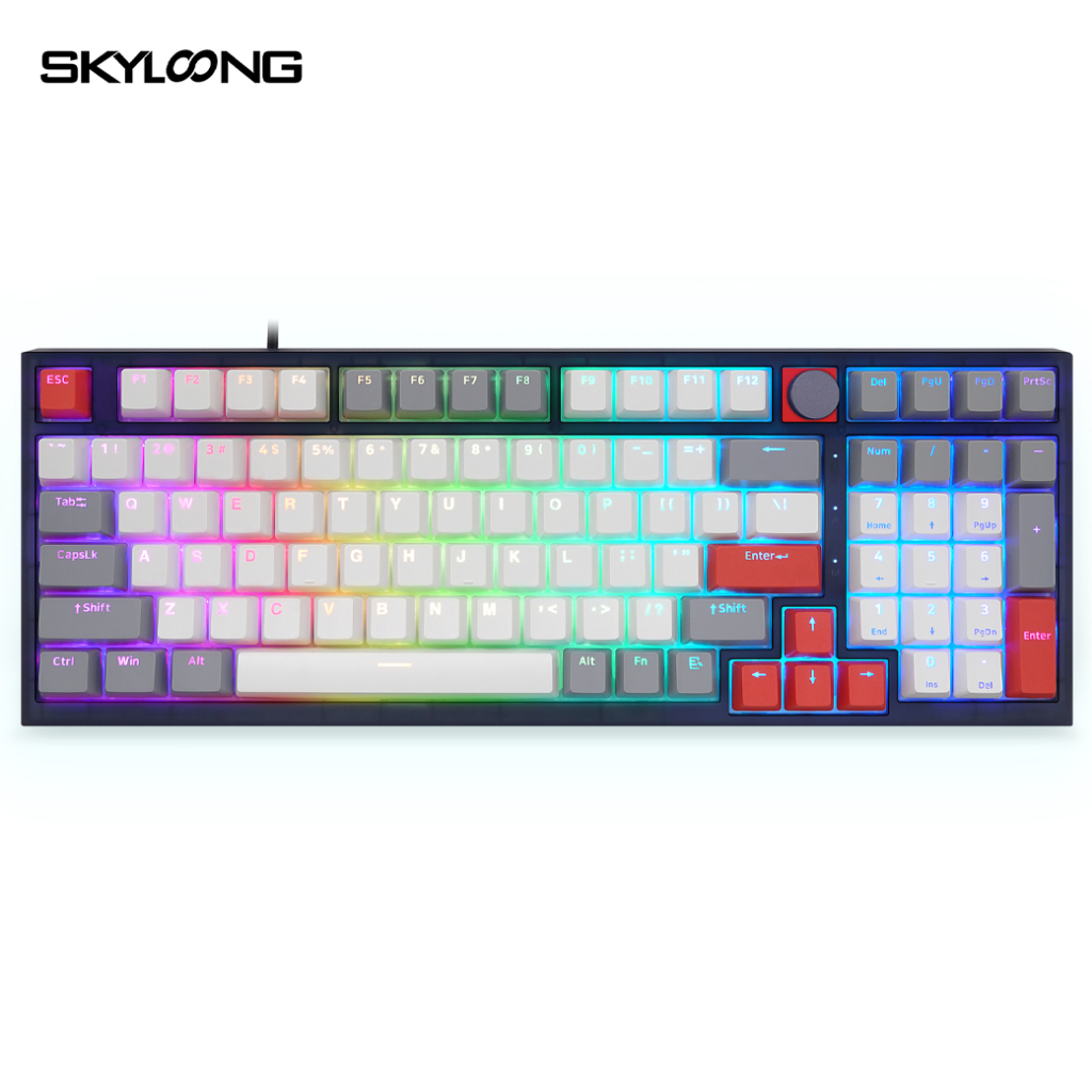 Skyloong GK980 Glacier Gray White Red Mechanical Gaming Keyboard