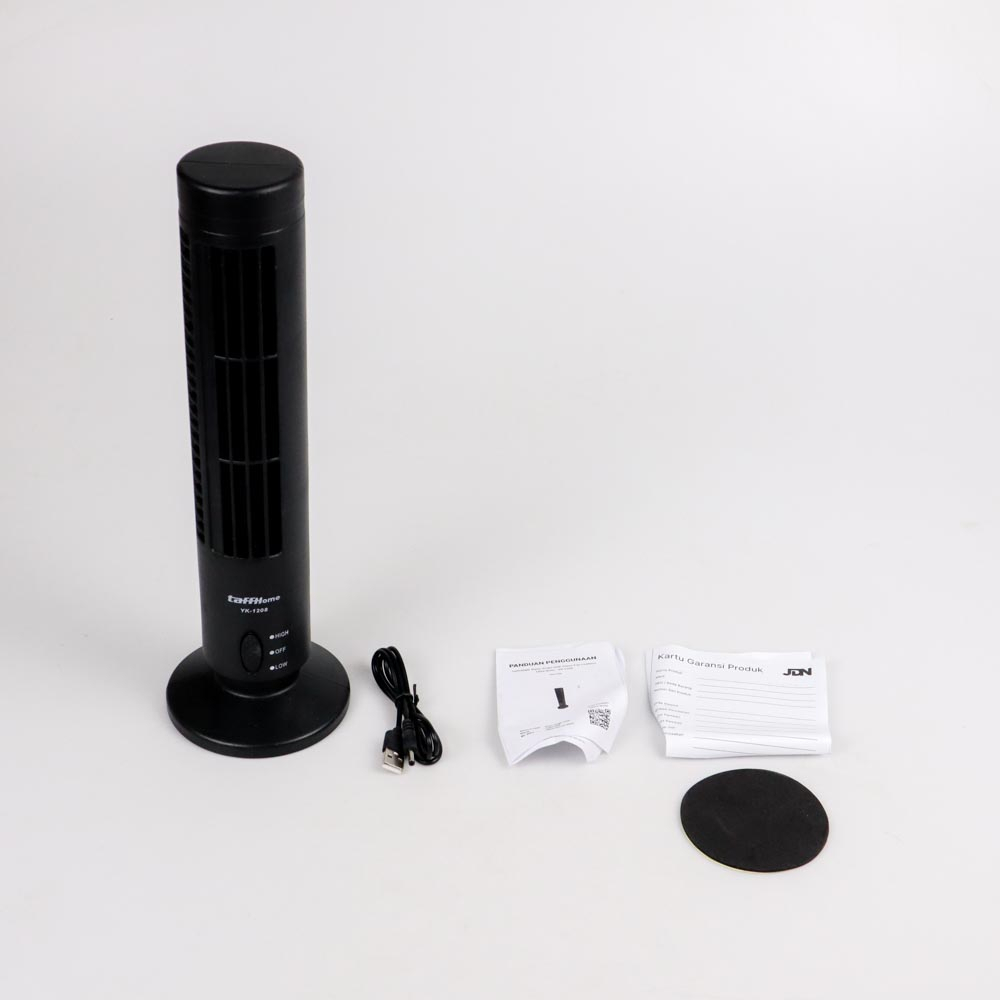 TAFFHOME KIPAS ANGIN USB TOWER LEAFLESS ULTRA QUITE YK-1208 BLACK KIPAS ANGIN PORTABLE