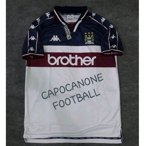 BAJU JERSEY Manchester City RETRO 1997 97 1998 1999 98 99 2000 2001 00 01 AWAY Brother Blokecore ske